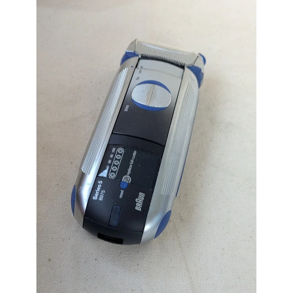 Braun Series 5 8975 Electric Shaver 360 Complete Silver Blue Case Cord Working